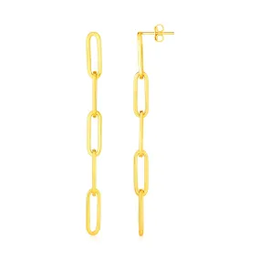 14K Yellow Gold Five Link Paperclip Chain Earrings-rx74633