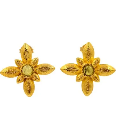 1610Istanbul Women's Gold Harem Floral Earrings