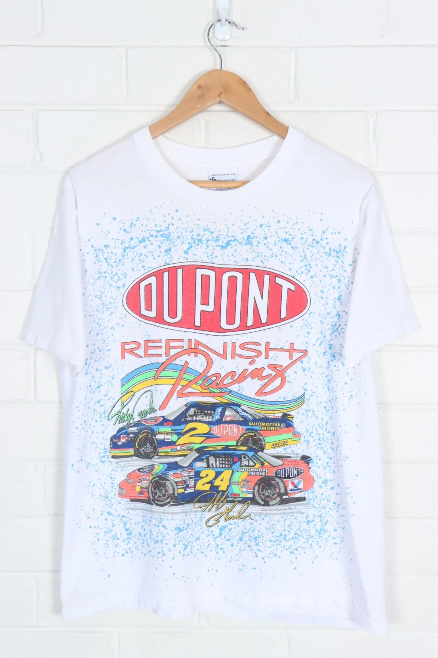 1994 VINTAGE NASCAR REFINISH RACING DUPONT FLURO SINGLE STITCH T-SHIRT (