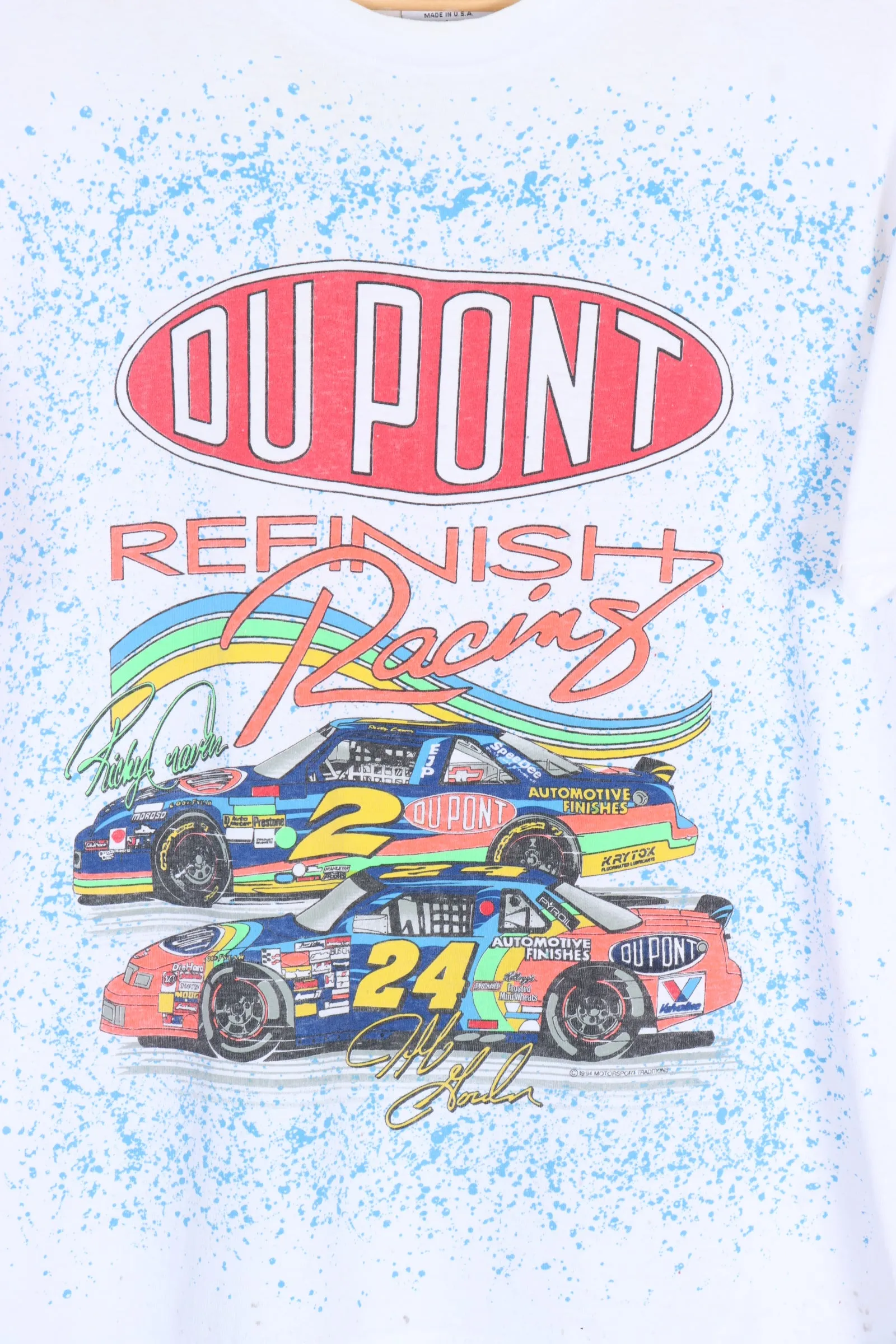 1994 VINTAGE NASCAR REFINISH RACING DUPONT FLURO SINGLE STITCH T-SHIRT (