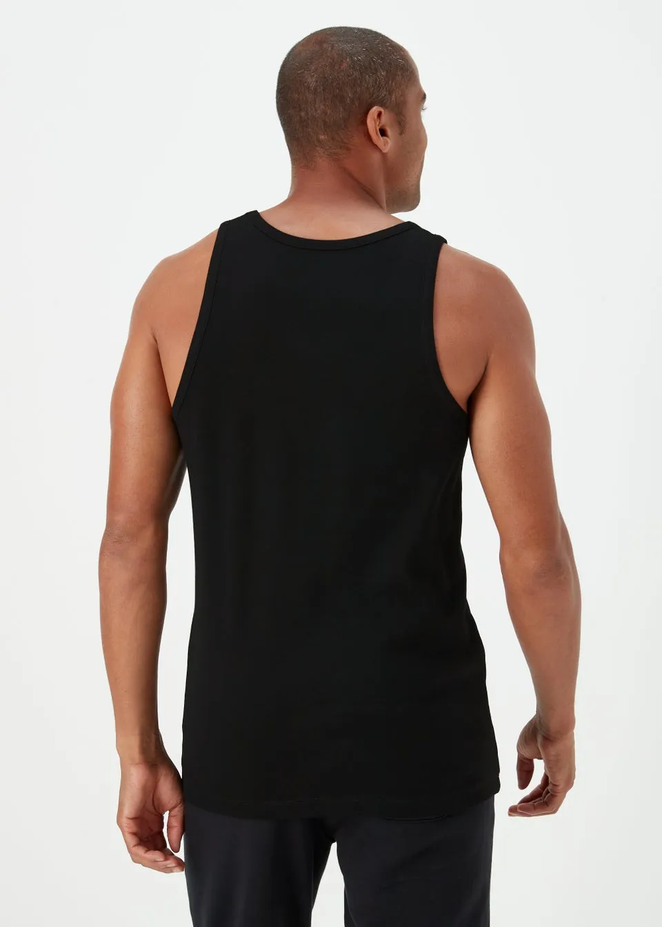 2 Pack Black Cotton Vests