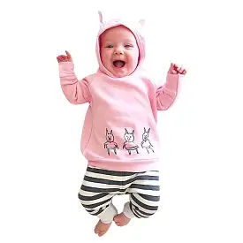 2 Piece Little Piggy Baby Girl or Boy Sweatshirt and Pants Set