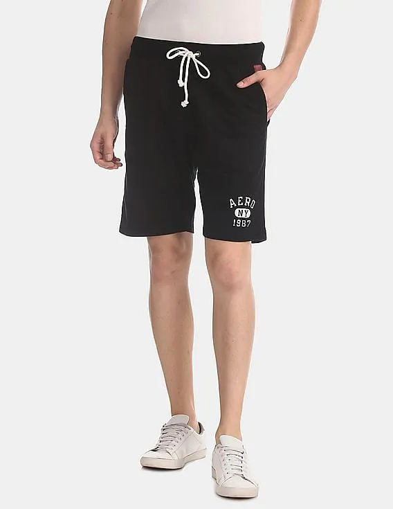 Aeropostale Black Drawstring Waist Knit Shorts