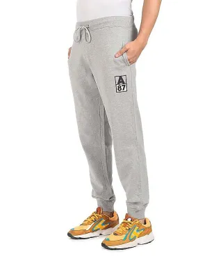 Aeropostale Men Grey Drawstring Waist Heathered Joggers