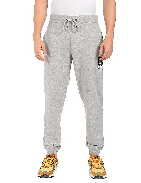 Aeropostale Men Grey Drawstring Waist Heathered Joggers