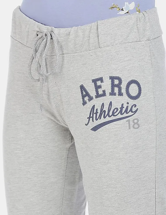 Aeropostale Women Light Grey Drawstring Elasticized Waist  Heathered Joggers