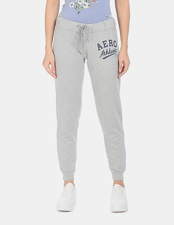 Aeropostale Women Light Grey Drawstring Elasticized Waist  Heathered Joggers