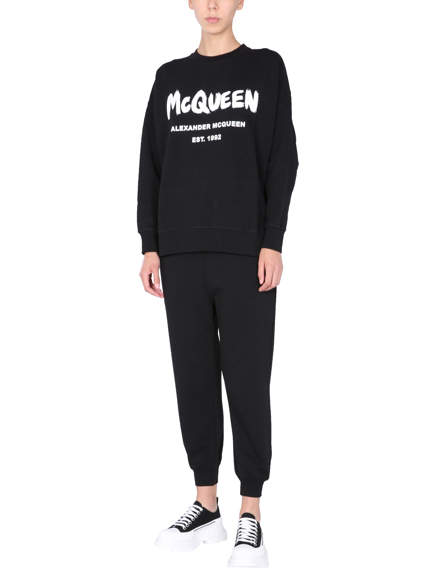 ALEXANDER McQUEEN    COTTON JOGGING PANTS WITH LOGO PRINT