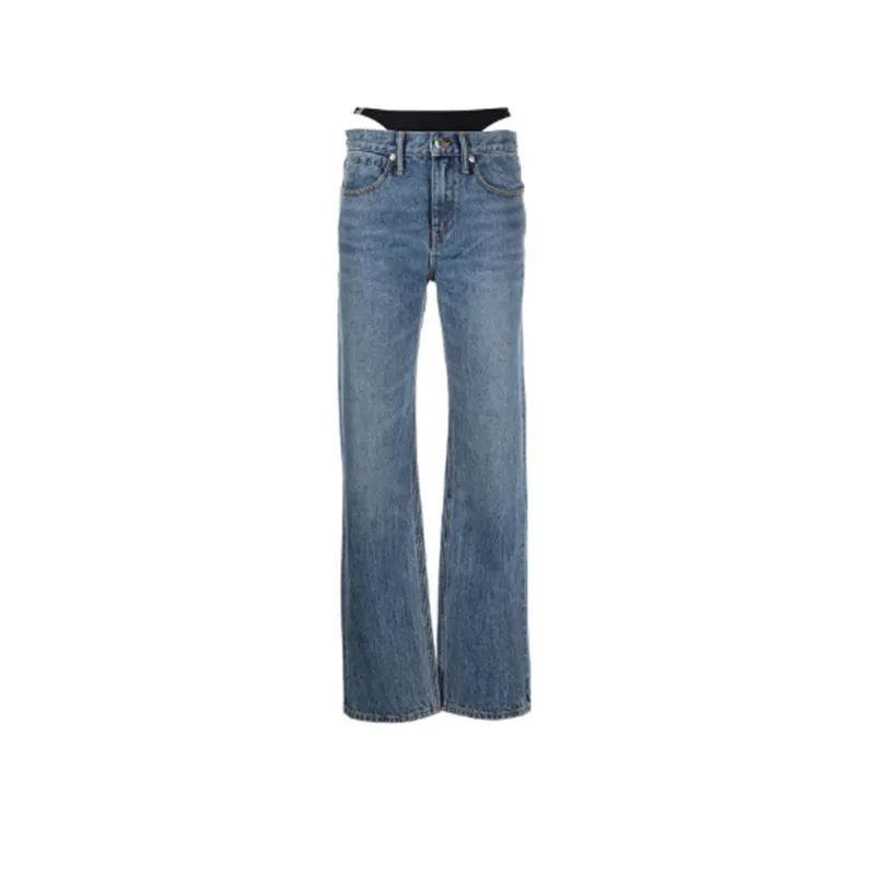     Alexander Wang   Low Rise Solid Denim Jeans In Deep Blue