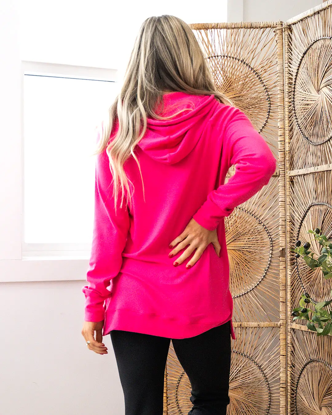 Ampersand Ave Sideslit Hoodie - Hot Pink