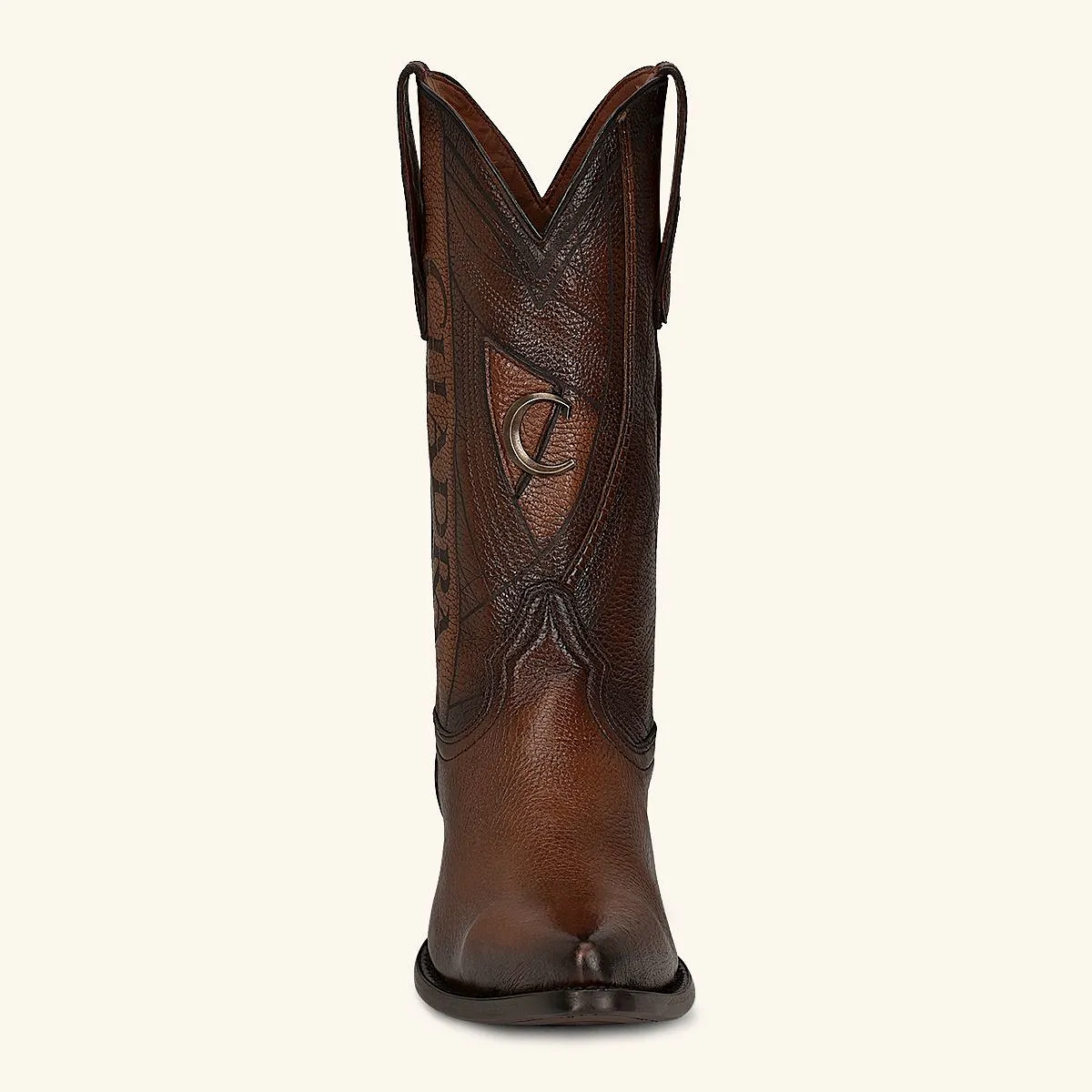 B22PVE - Cuadra brown dress cowboy deer leather boots for men