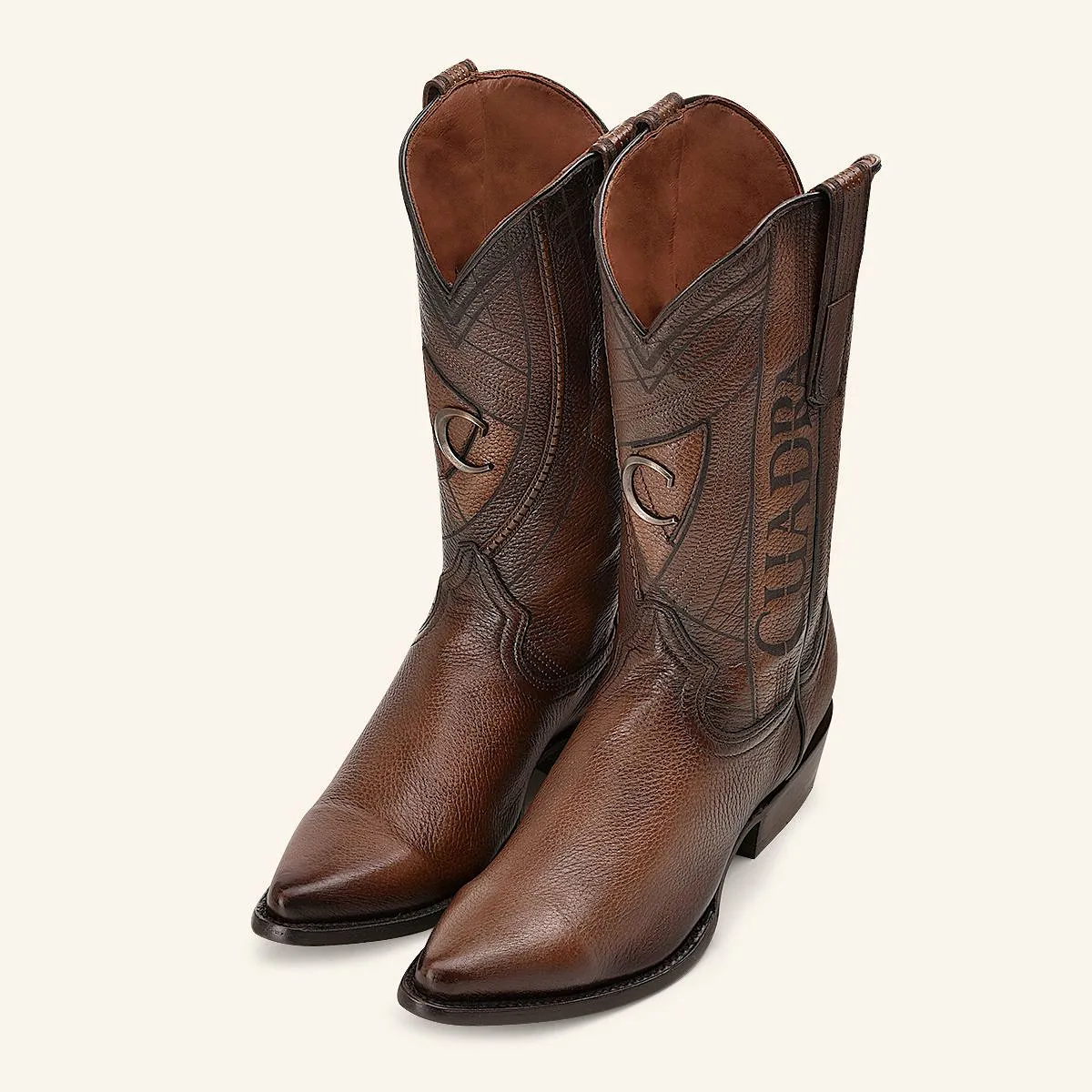 B22PVE - Cuadra brown dress cowboy deer leather boots for men