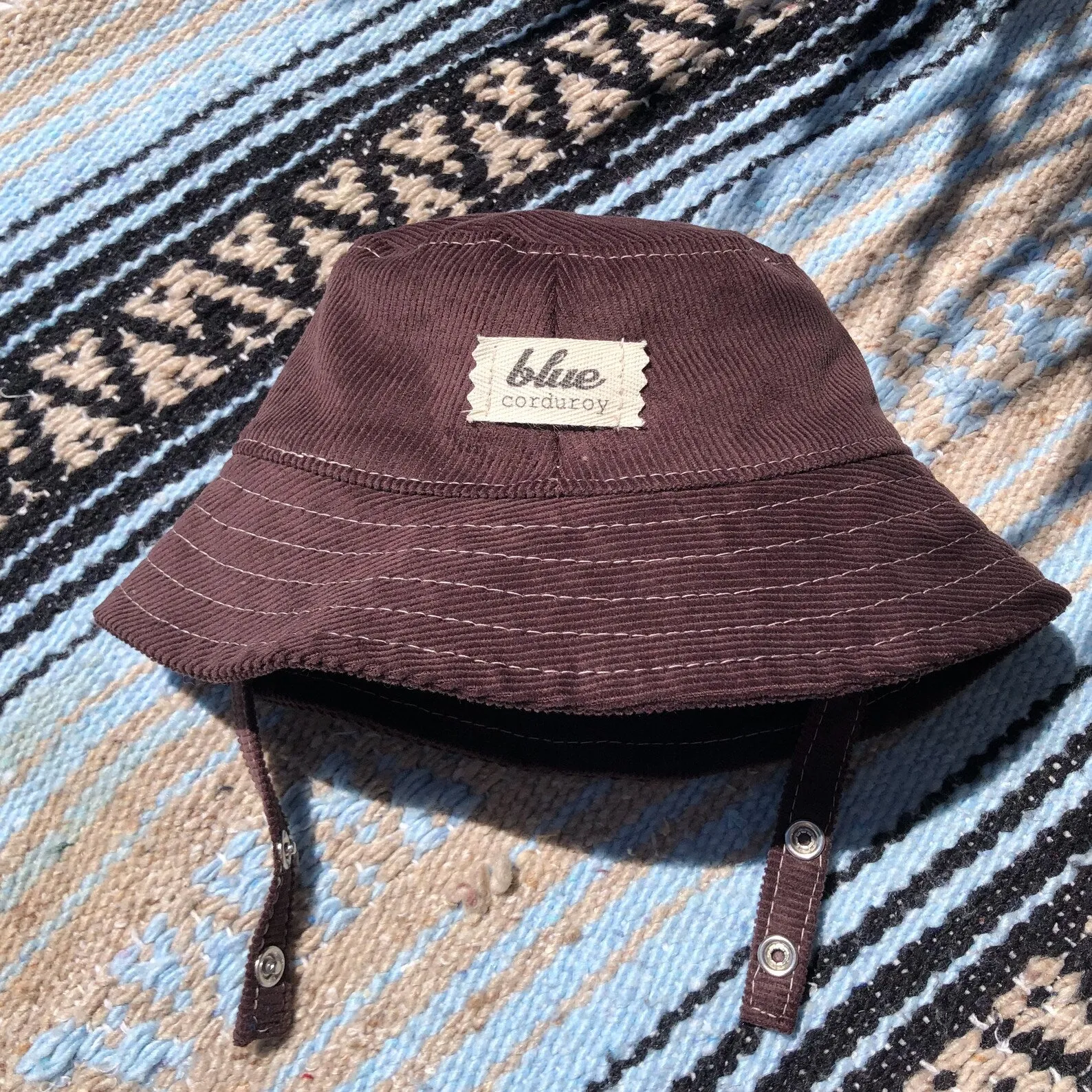 Baby Corduroy Bucket Hat | Chocolate - Blue Corduroy