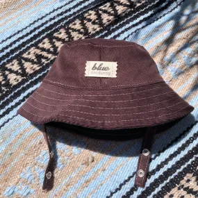 Baby Corduroy Bucket Hat | Chocolate - Blue Corduroy