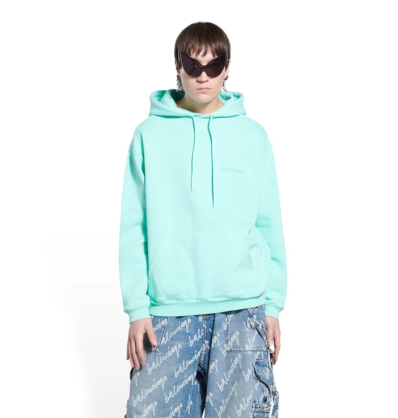 BALENCIAGA  |Men's logo hoodie medium fit  in green