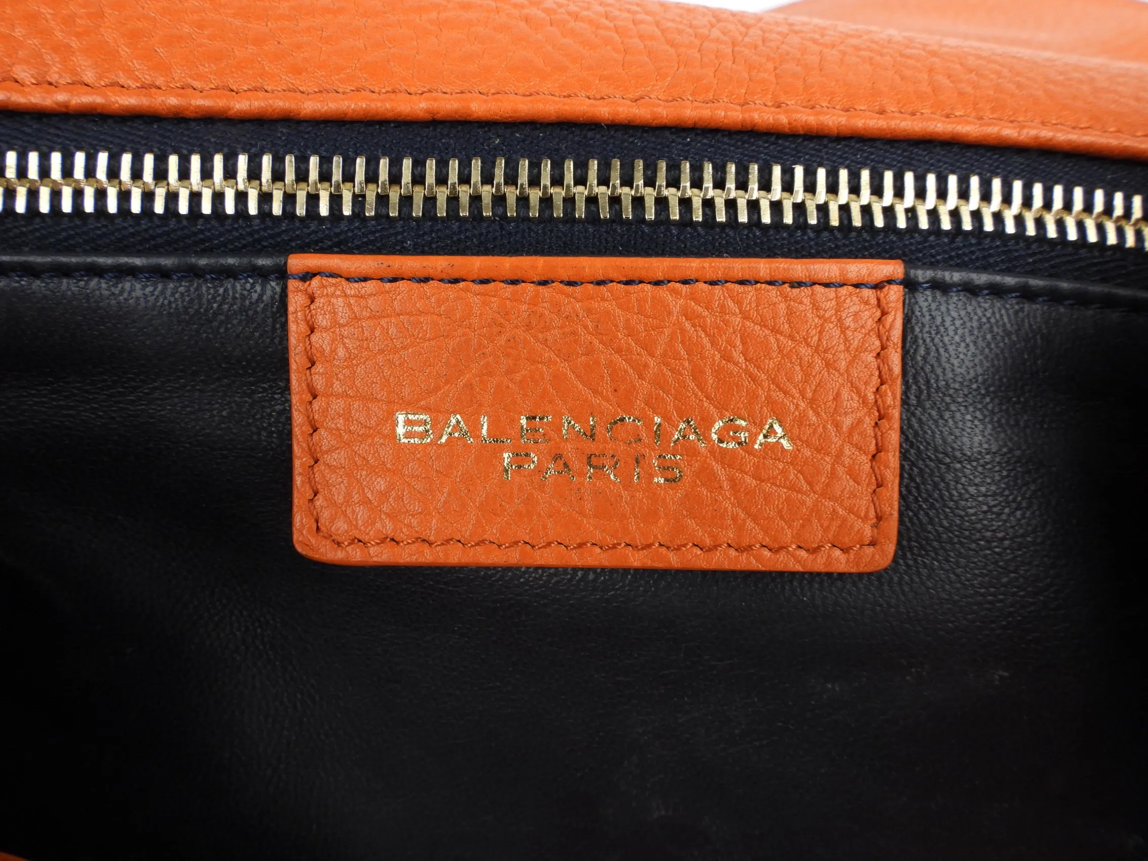 Balenciaga Orange Grained Calfskin Leather Tube Clasp Shoulder Bag