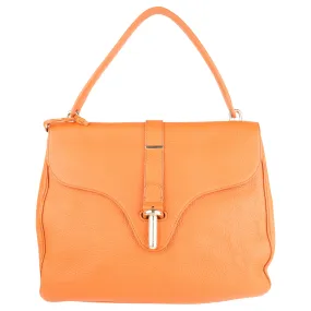 Balenciaga Orange Grained Calfskin Leather Tube Clasp Shoulder Bag