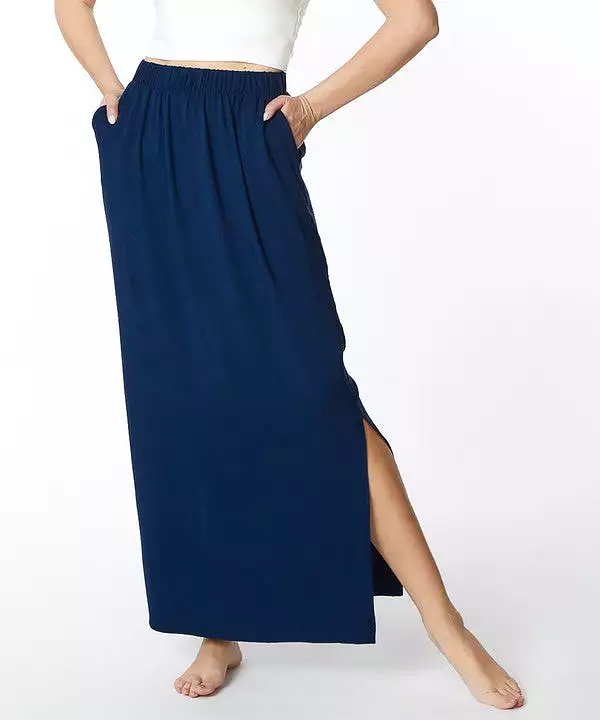 Bamboo Classic Maxi Skirt (Black/Slate Navy)