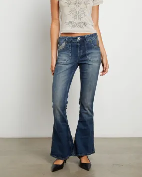 BDG Urban Outfitters BDG Tiana Low Rise Flare Jeans in Dark Vintage