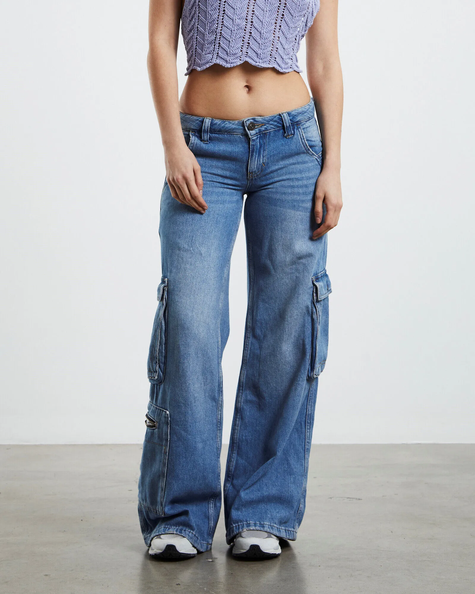 BDG Urban Outfitters Low Rise Puddle Cargo Jeans Blue