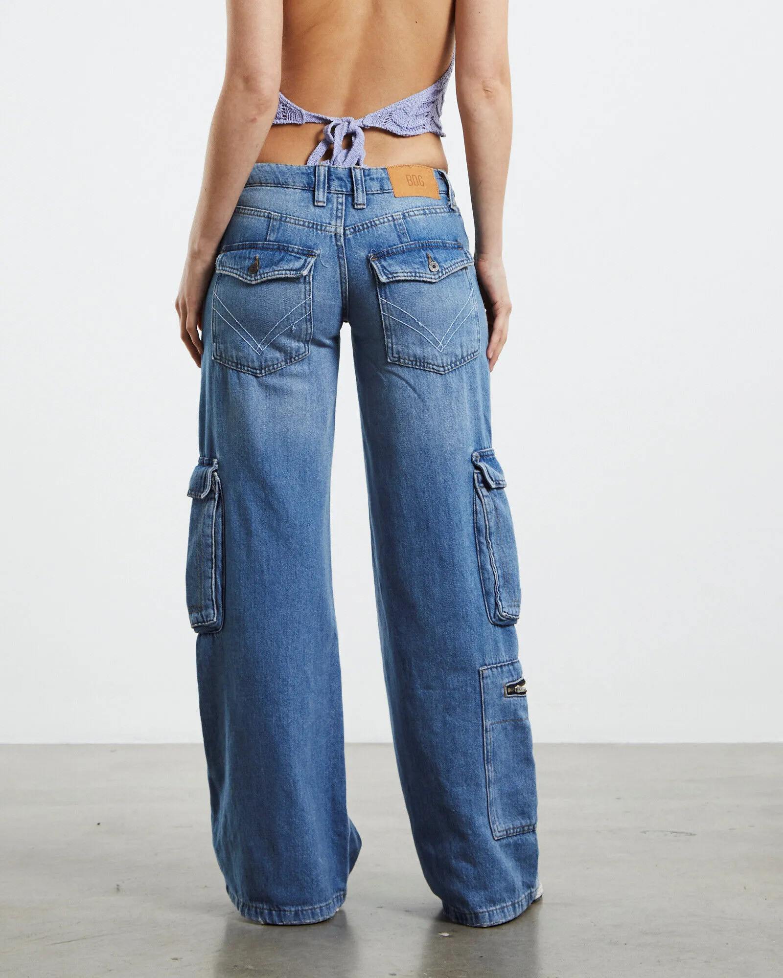 BDG Urban Outfitters Low Rise Puddle Cargo Jeans Blue