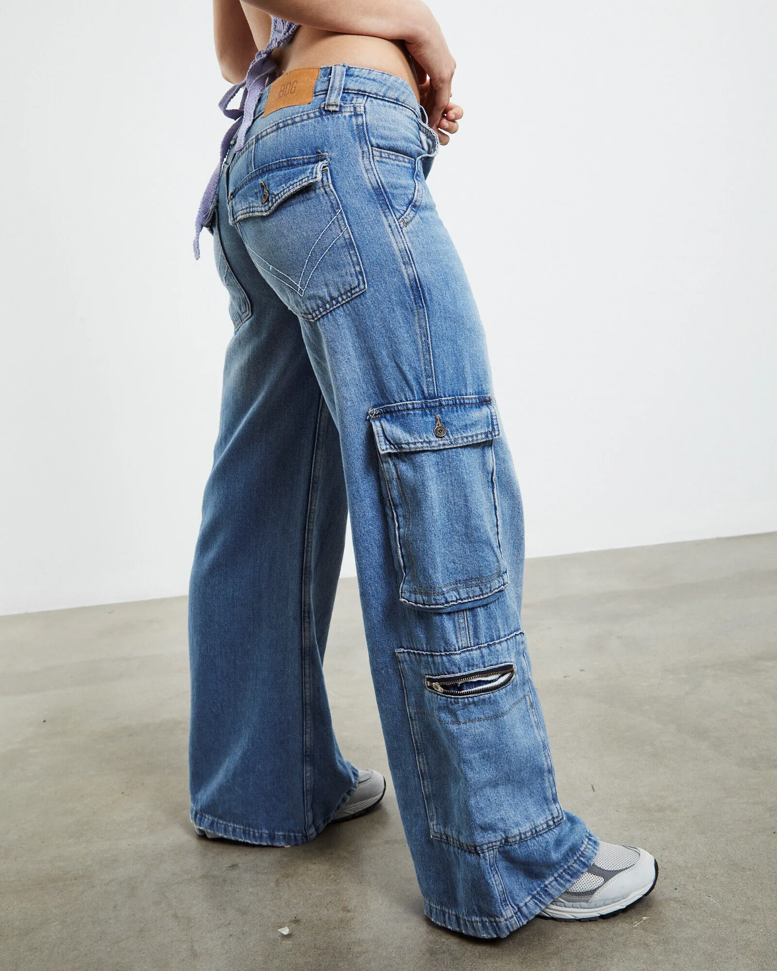 BDG Urban Outfitters Low Rise Puddle Cargo Jeans Blue