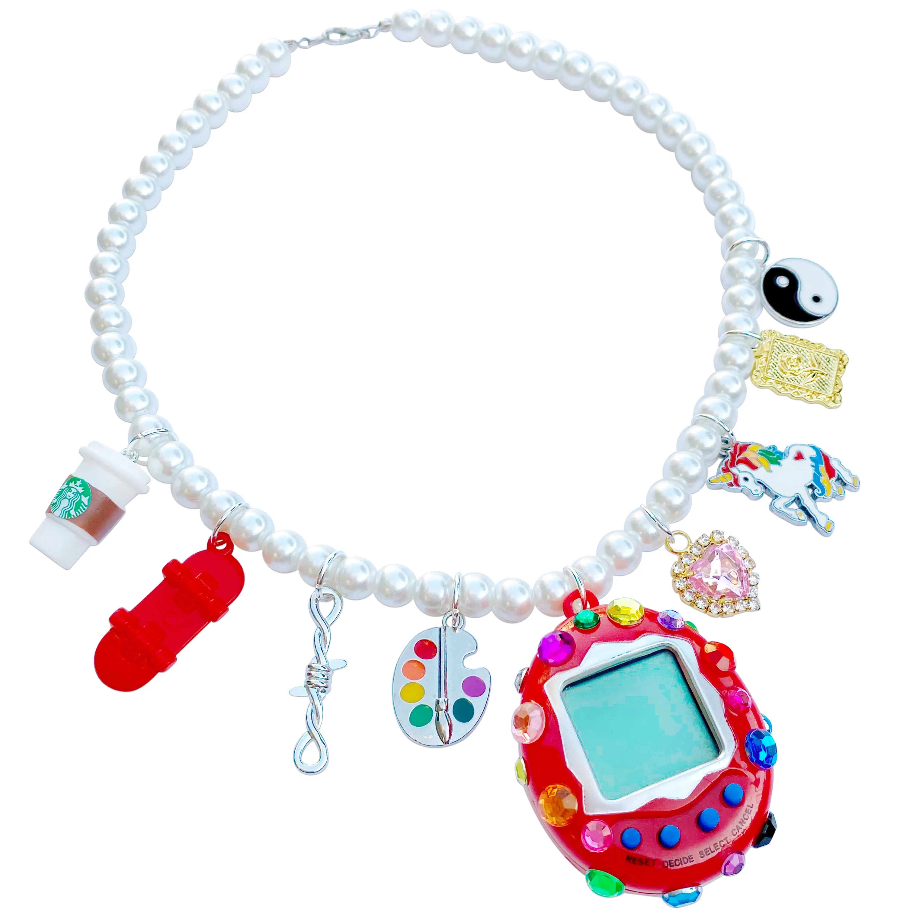 Bedazzled Cyber Pet Charm Necklace