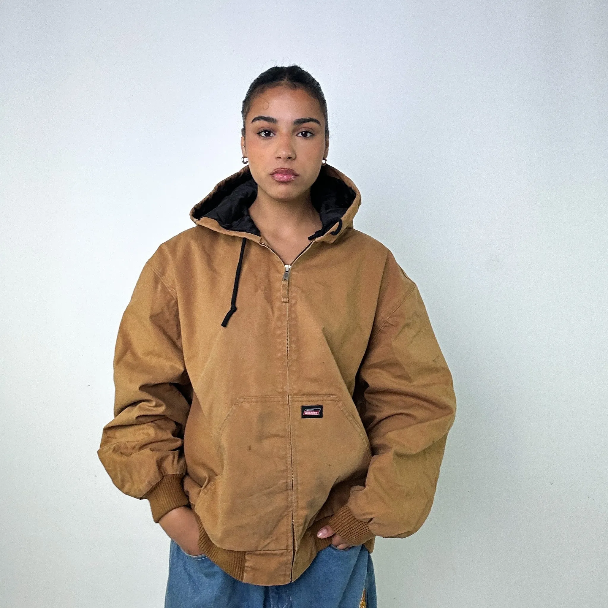 Beige Tan Vintage Dickies Active Workwear Jacket Coat (XL)