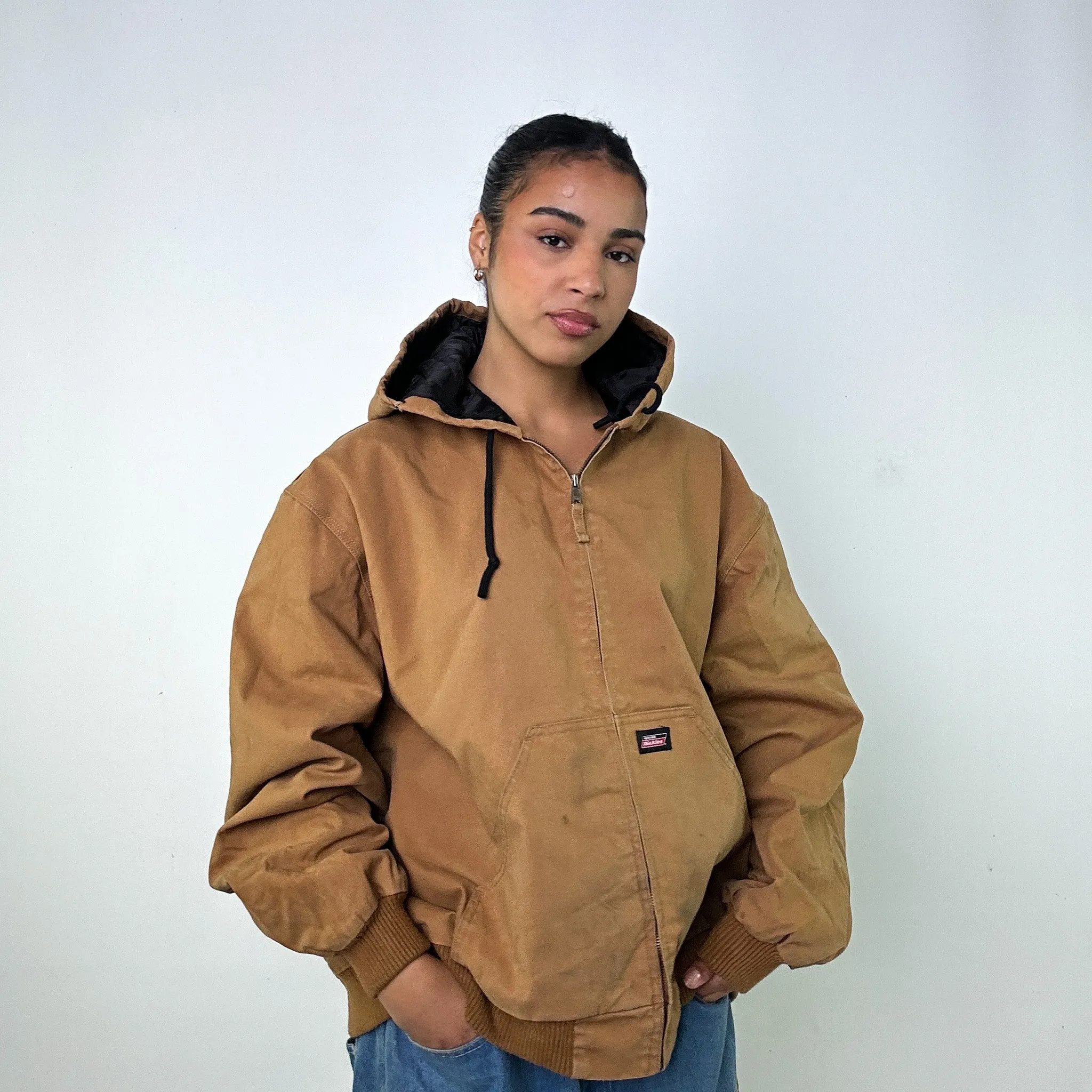 Beige Tan Vintage Dickies Active Workwear Jacket Coat (XL)