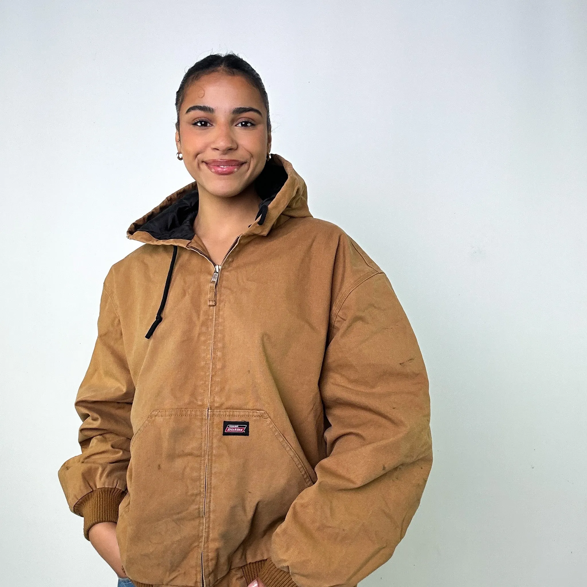 Beige Tan Vintage Dickies Active Workwear Jacket Coat (XL)