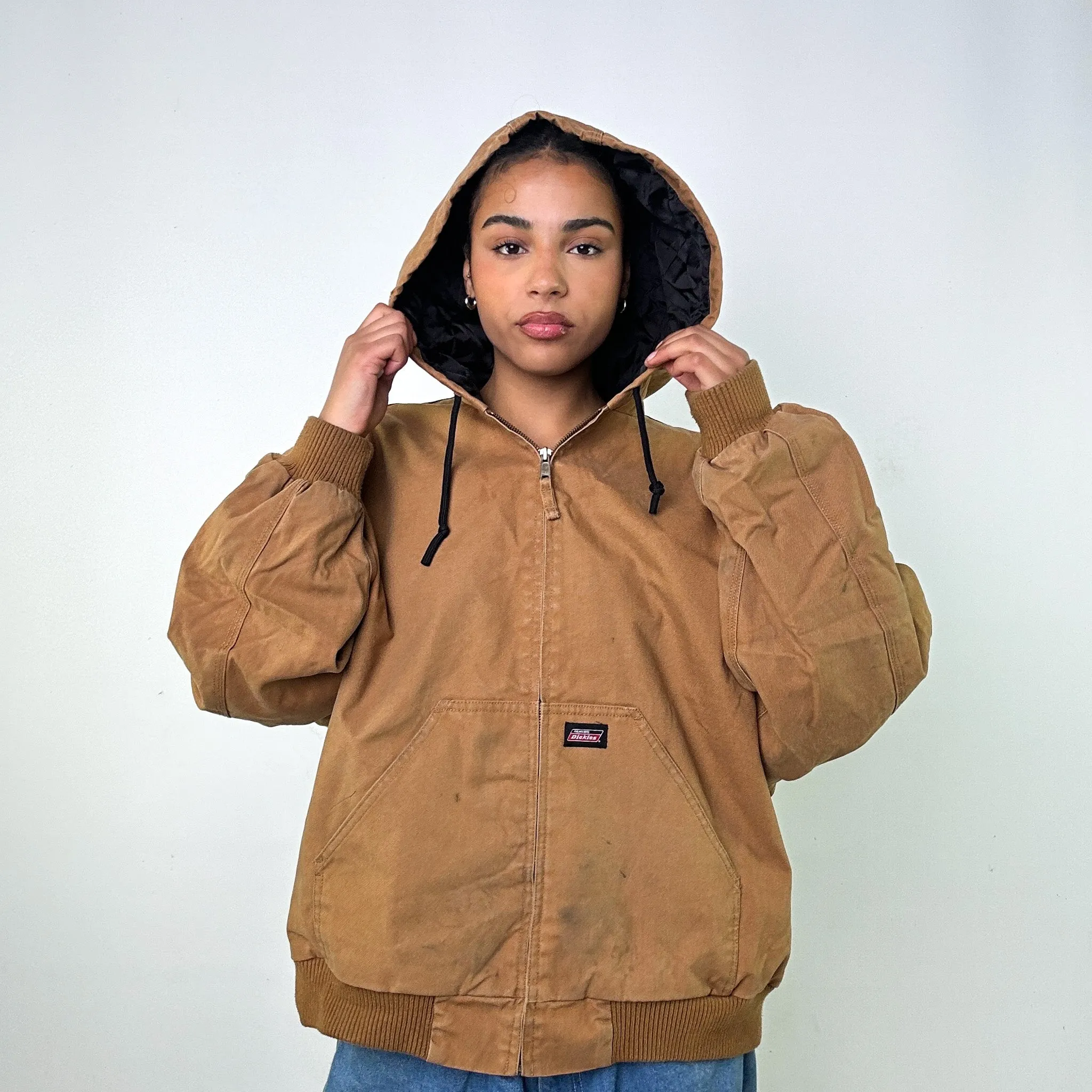 Beige Tan Vintage Dickies Active Workwear Jacket Coat (XL)