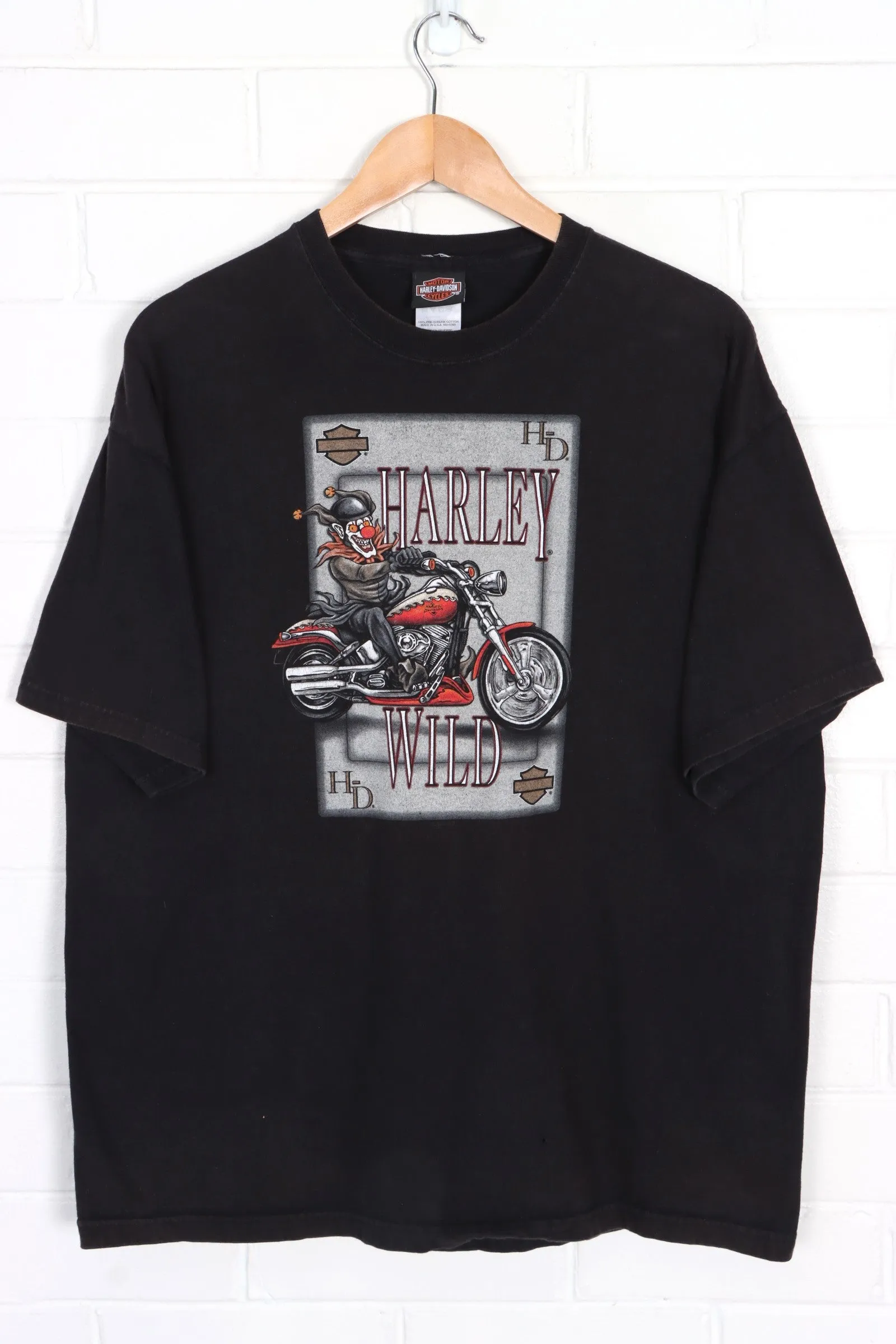 Beijing HARLEY DAVIDSON Wild Joker Card Front Back Tee USA Made (XL)