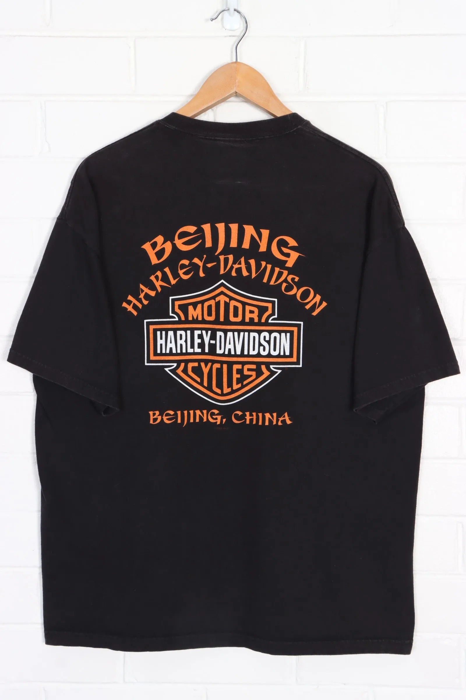 Beijing HARLEY DAVIDSON Wild Joker Card Front Back Tee USA Made (XL)