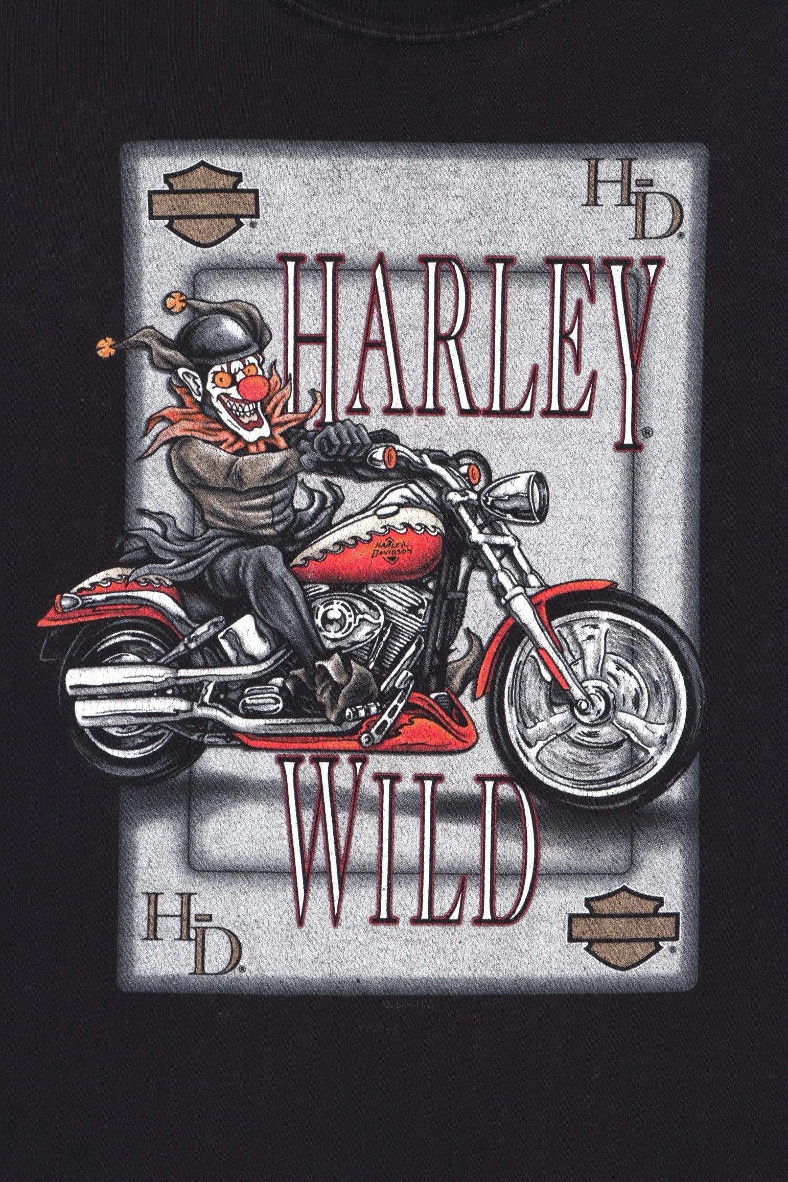 Beijing HARLEY DAVIDSON Wild Joker Card Front Back Tee USA Made (XL)