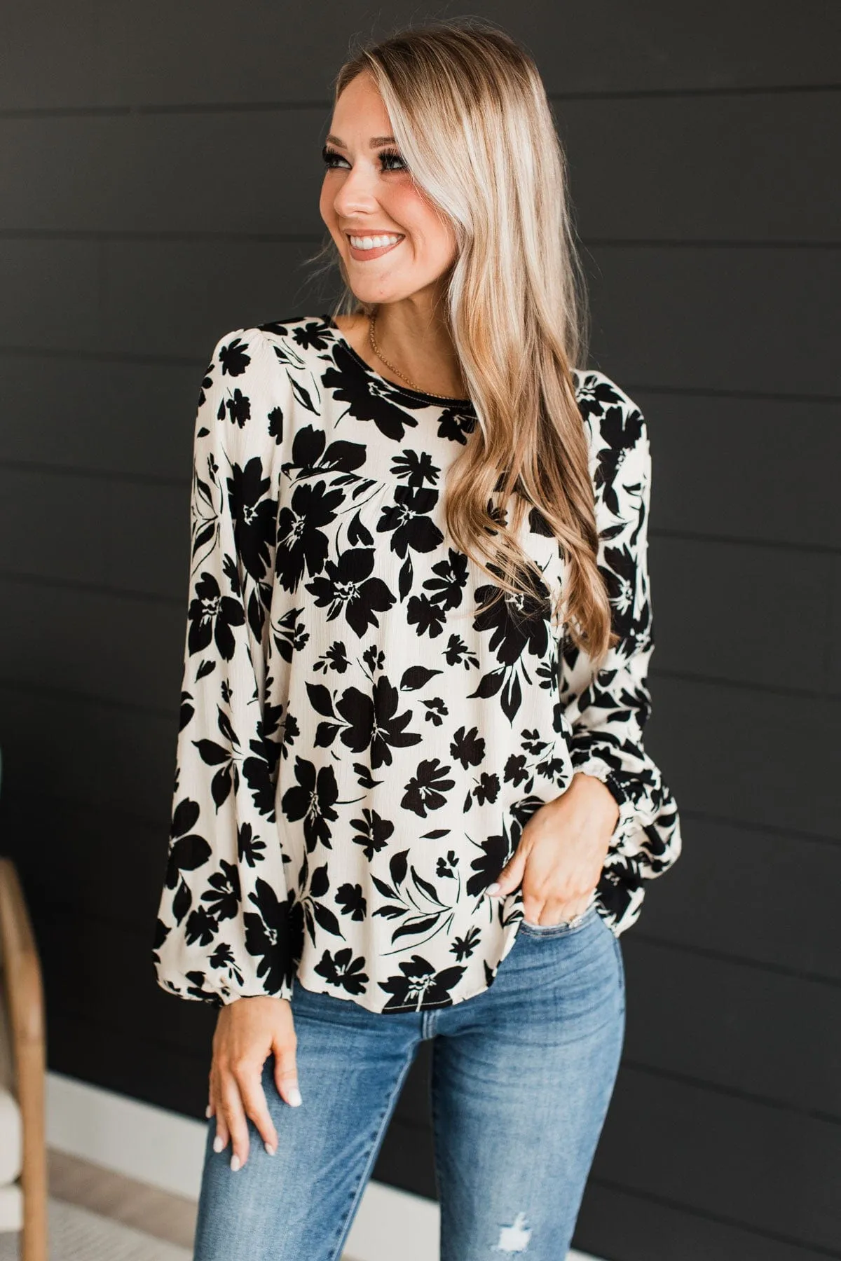 Beyond Lovely Floral Blouse- Light Taupe