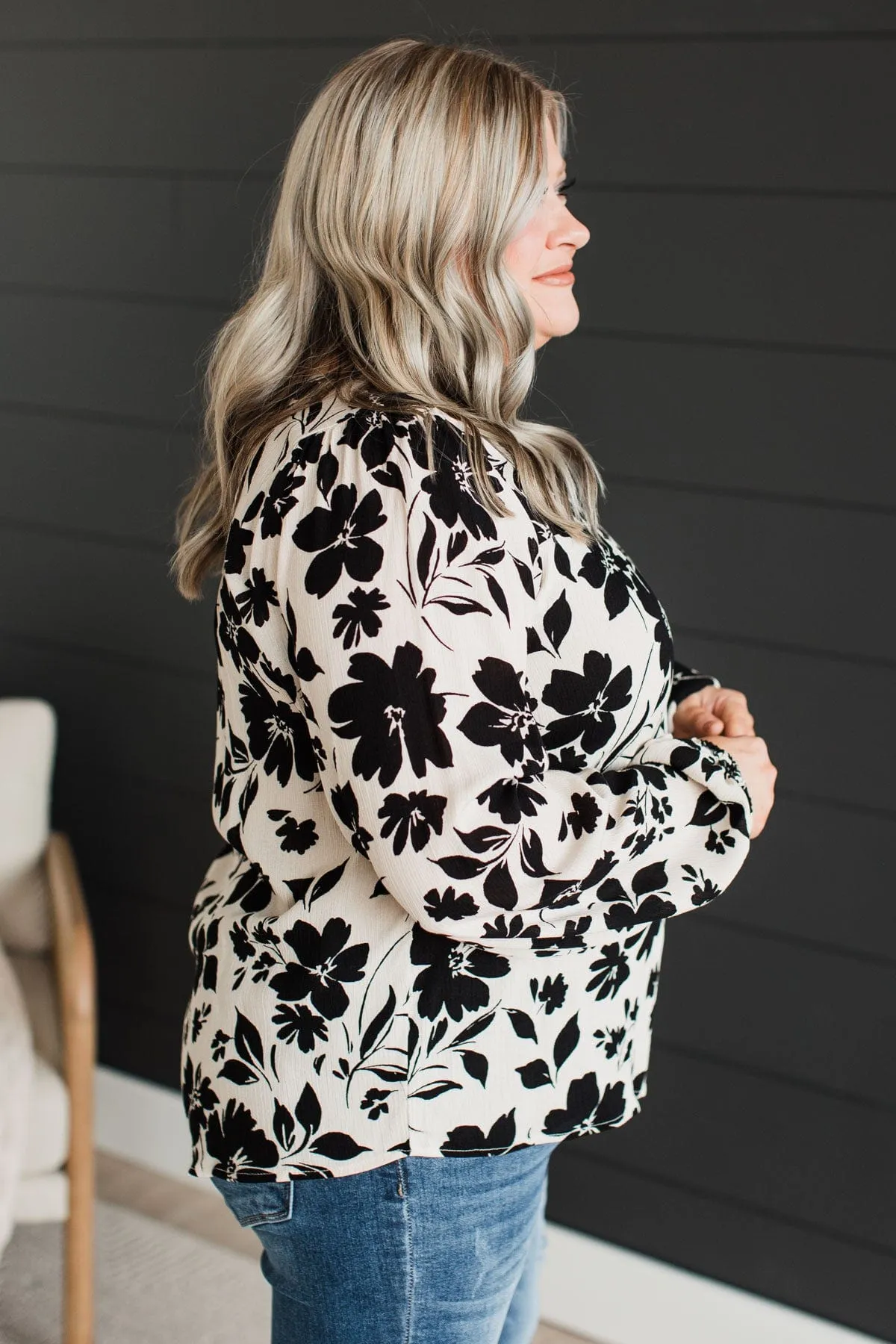 Beyond Lovely Floral Blouse- Light Taupe