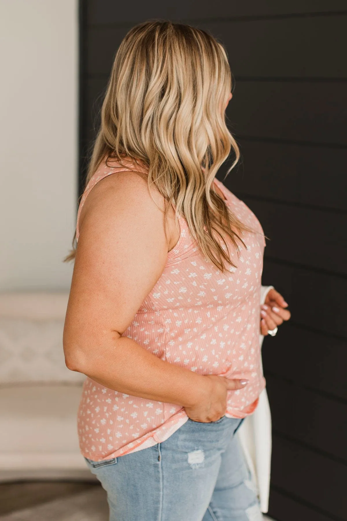 Beyond Words Floral Tank Top- Blush