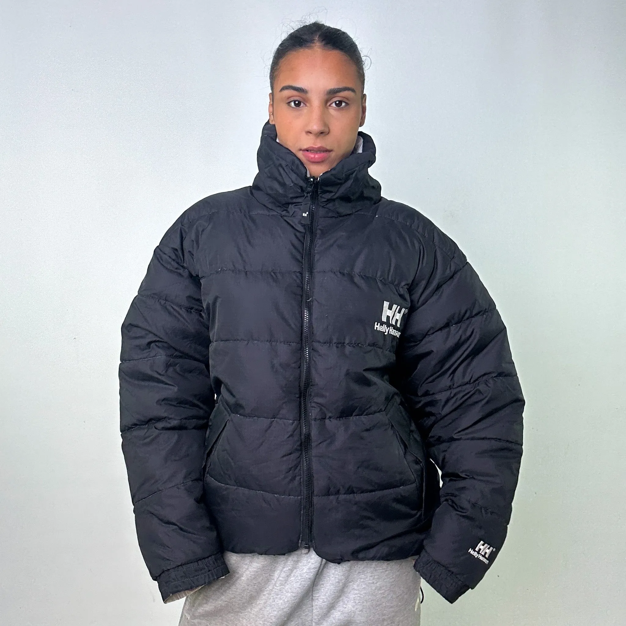 Black 90s Helly Hansen / White Reversible Puffer Jacket Coat (L)