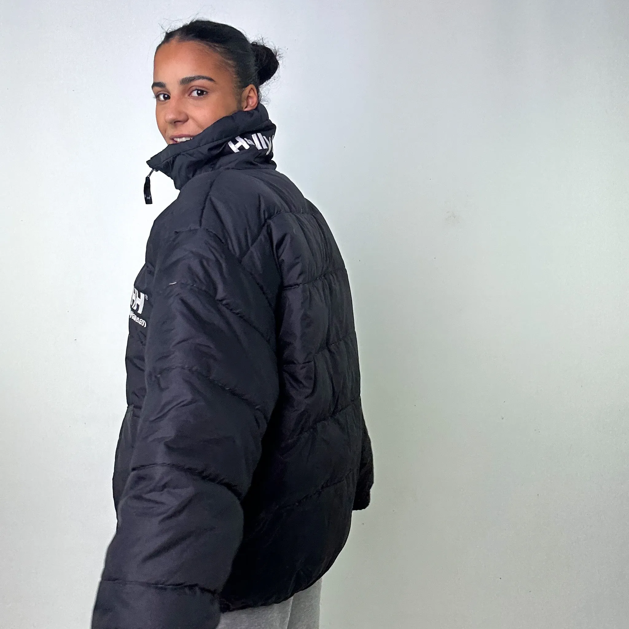 Black 90s Helly Hansen / White Reversible Puffer Jacket Coat (L)