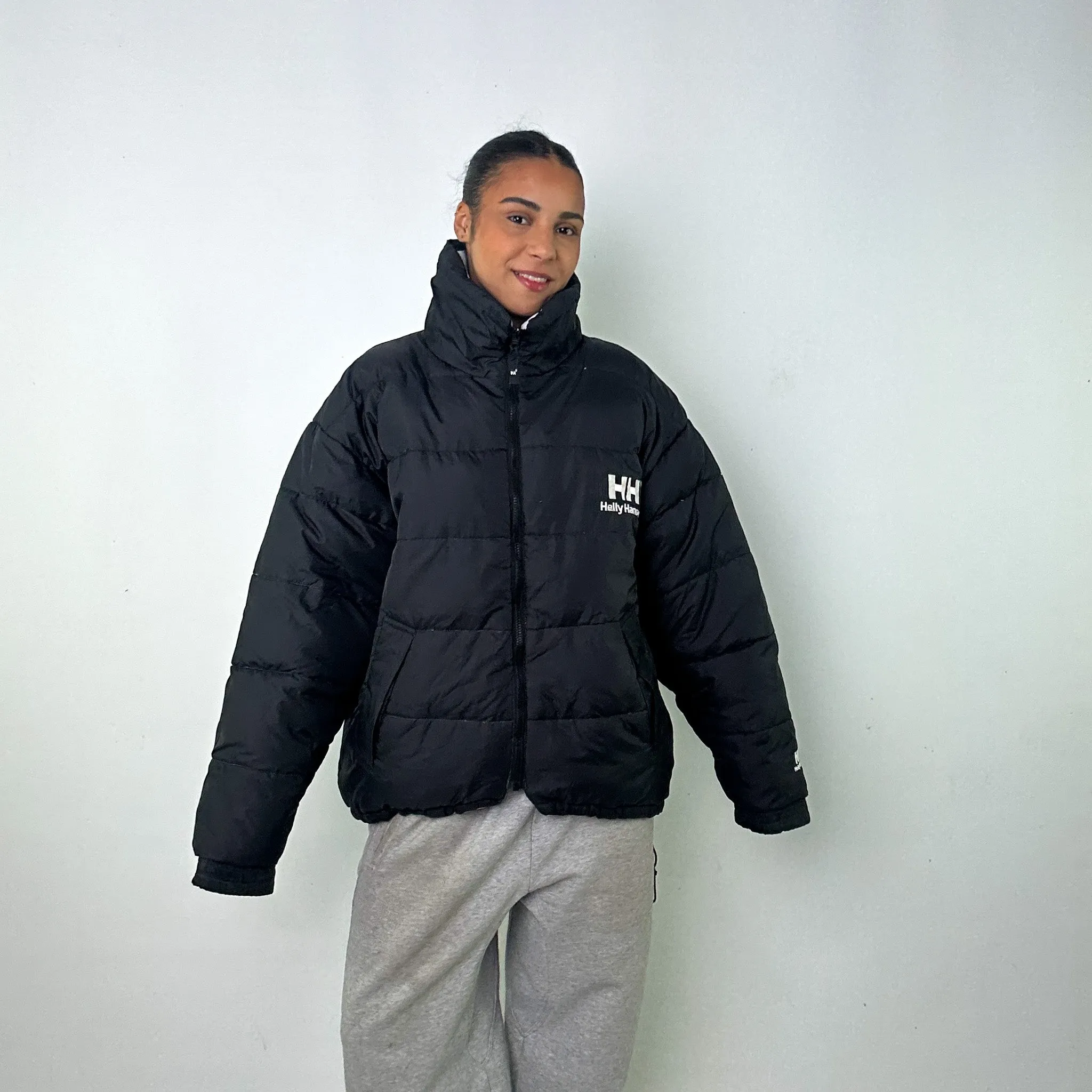 Black 90s Helly Hansen / White Reversible Puffer Jacket Coat (L)