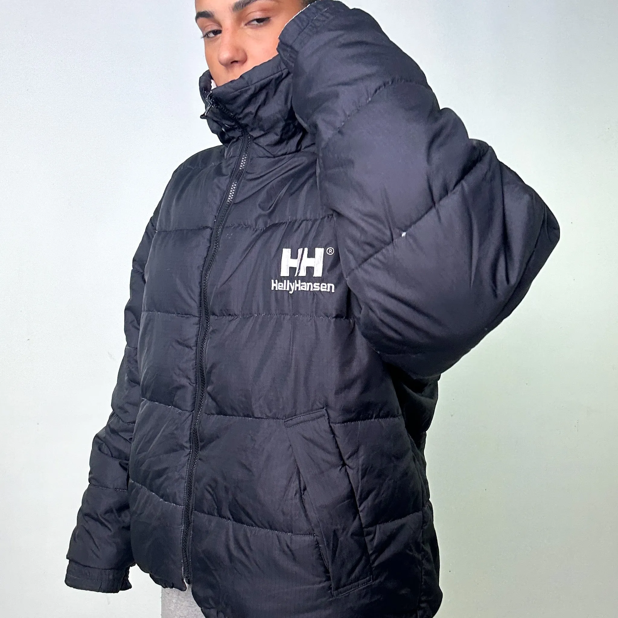 Black 90s Helly Hansen / White Reversible Puffer Jacket Coat (L)