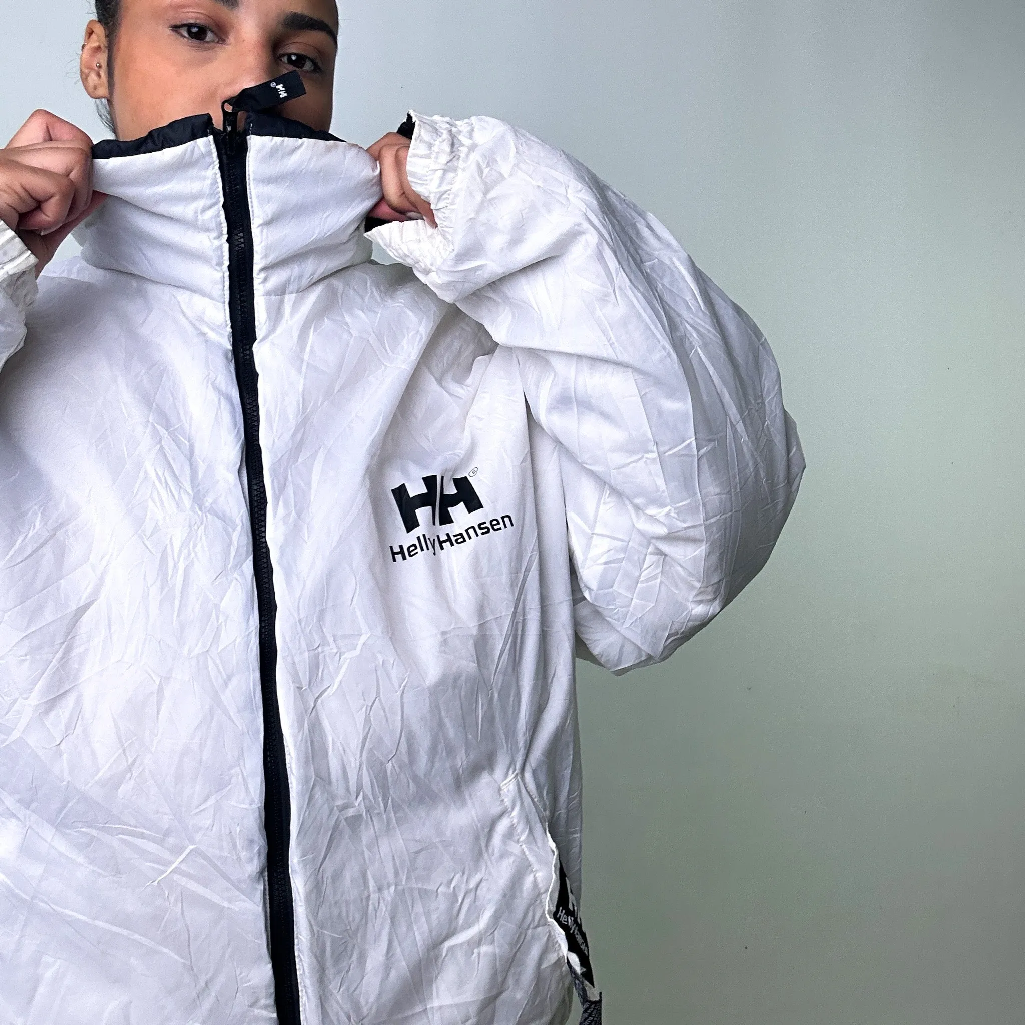 Black 90s Helly Hansen / White Reversible Puffer Jacket Coat (L)