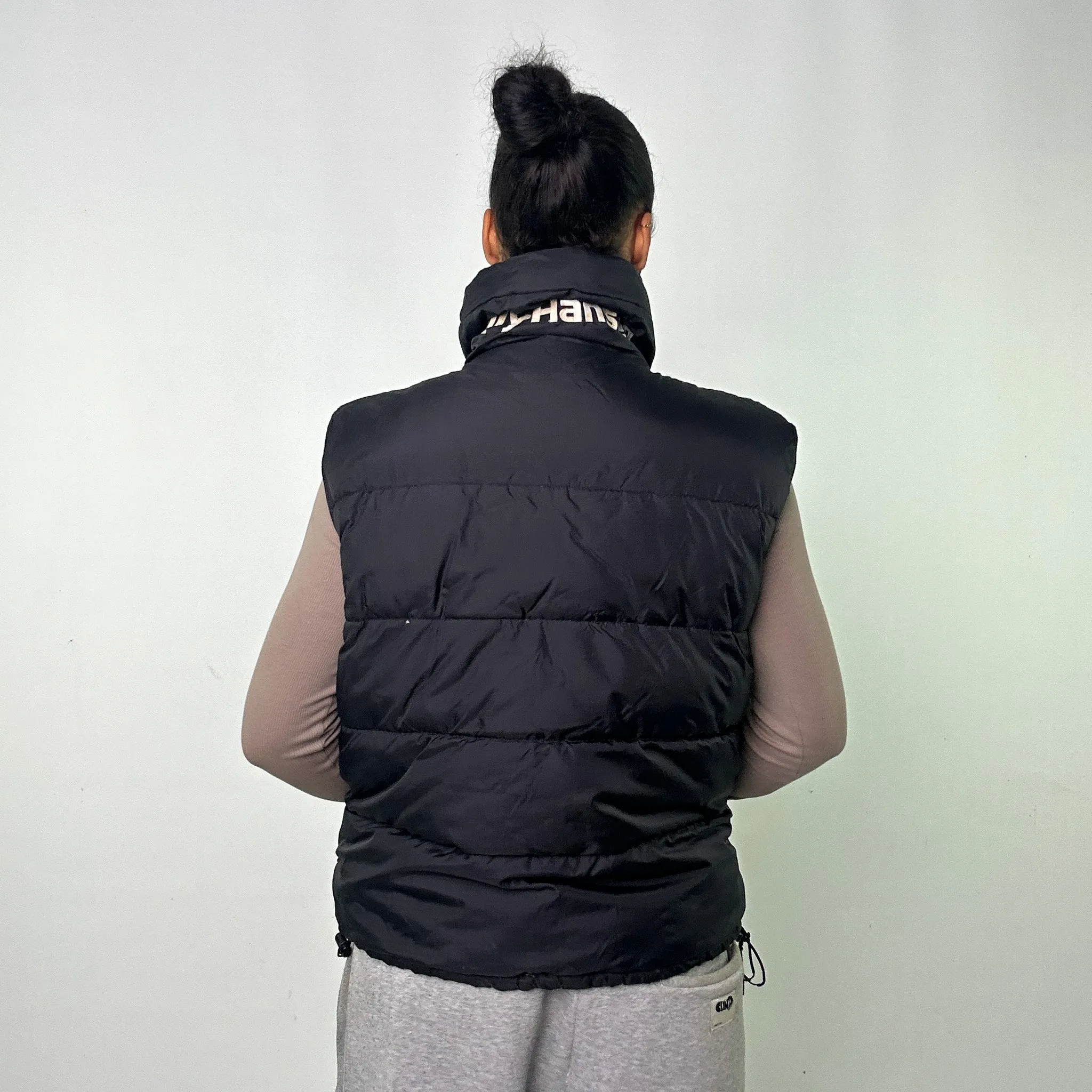 BLACK 90S HELLY HANSEN / WHITE REVERSIBLE RARE PUFFER JACKET COAT GILET (