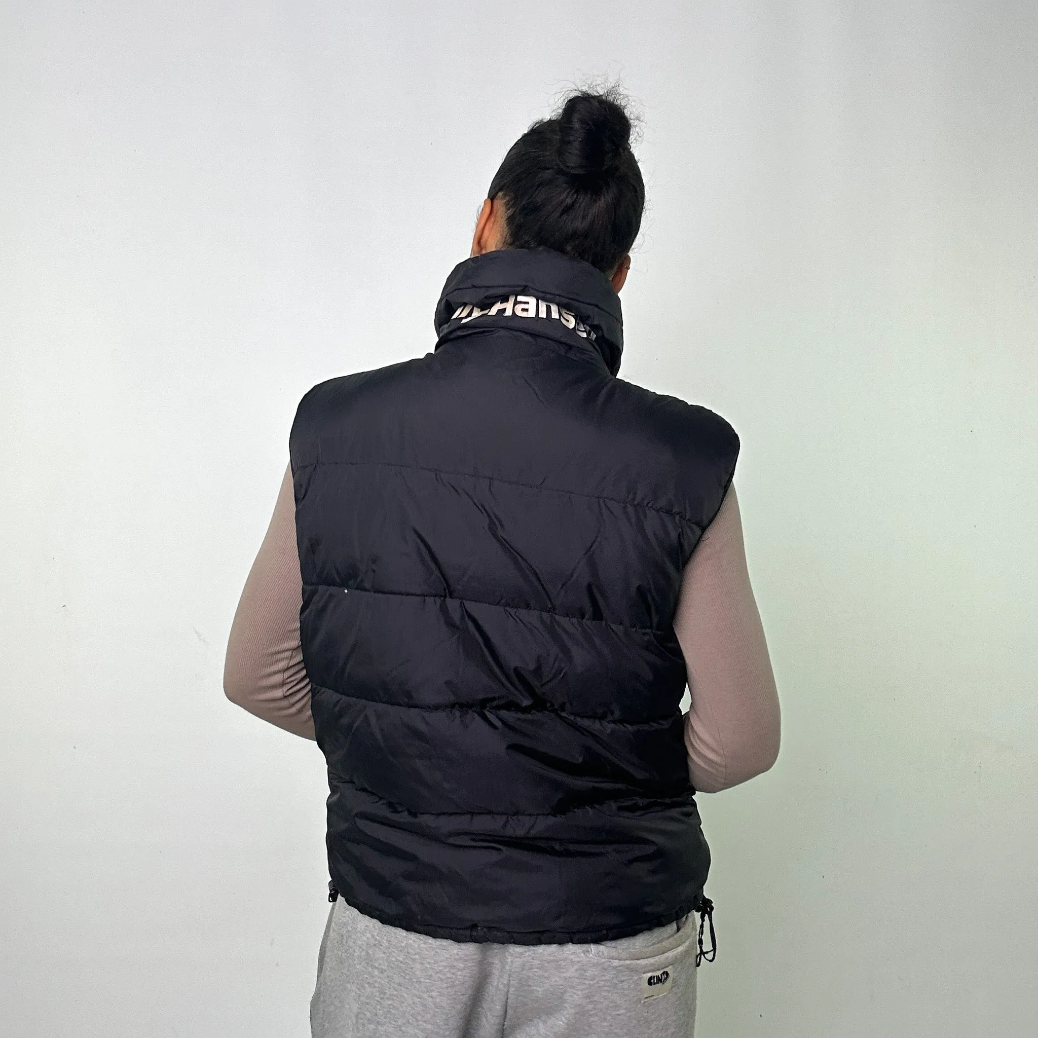 BLACK 90S HELLY HANSEN / WHITE REVERSIBLE RARE PUFFER JACKET COAT GILET (