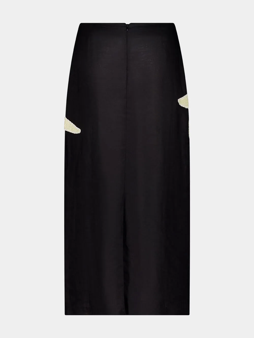 Black Linen Feliz Augurio Maxi Skirt