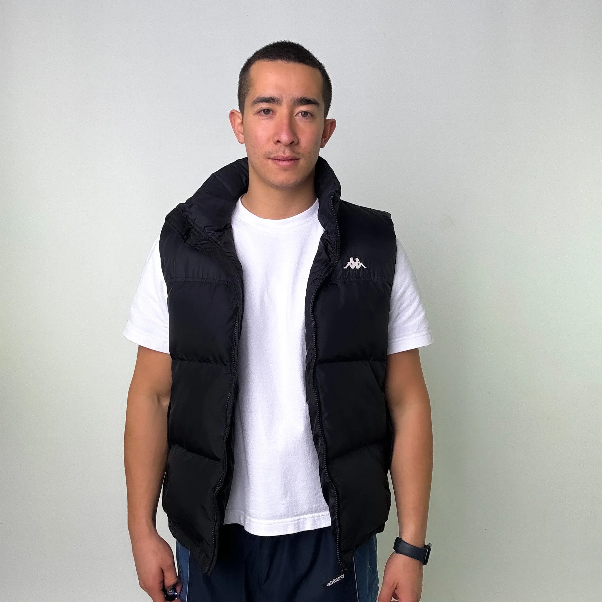 Black y2ks Kappa Puffer Jacket Coat Gilet (XL)