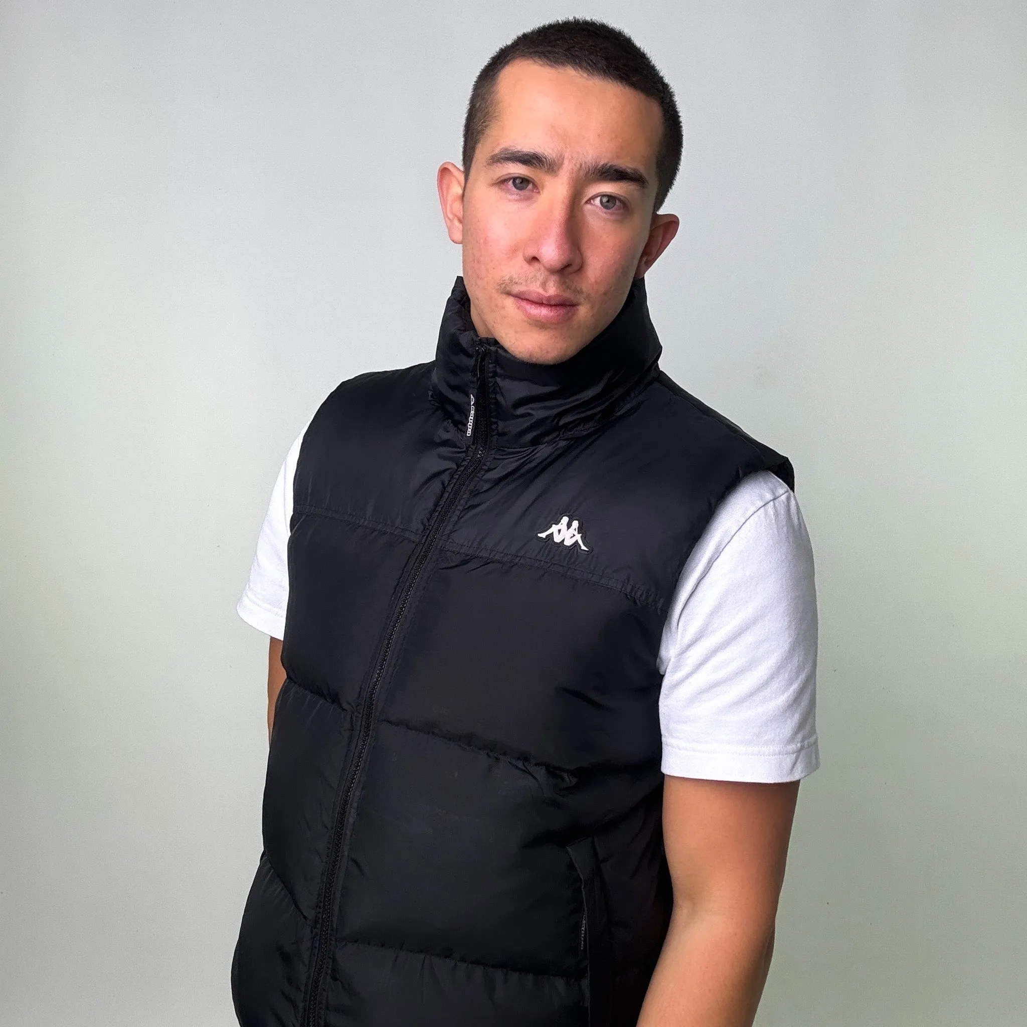 Black y2ks Kappa Puffer Jacket Coat Gilet (XL)