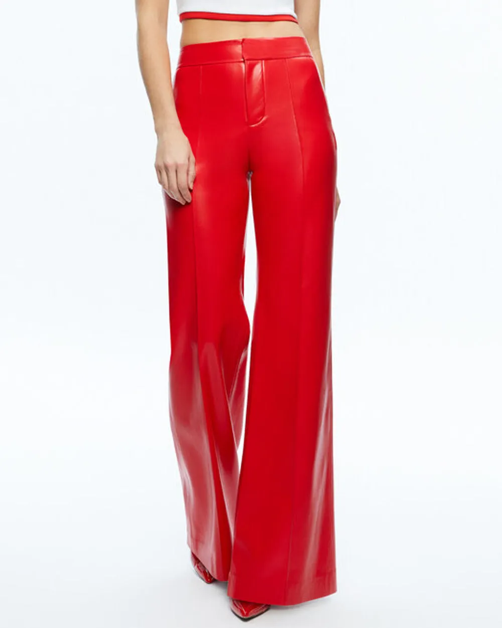 Bright Ruby High Rise Vegan Leather Dylan Pant