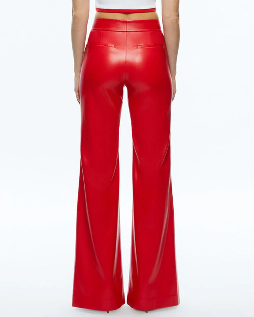 Bright Ruby High Rise Vegan Leather Dylan Pant