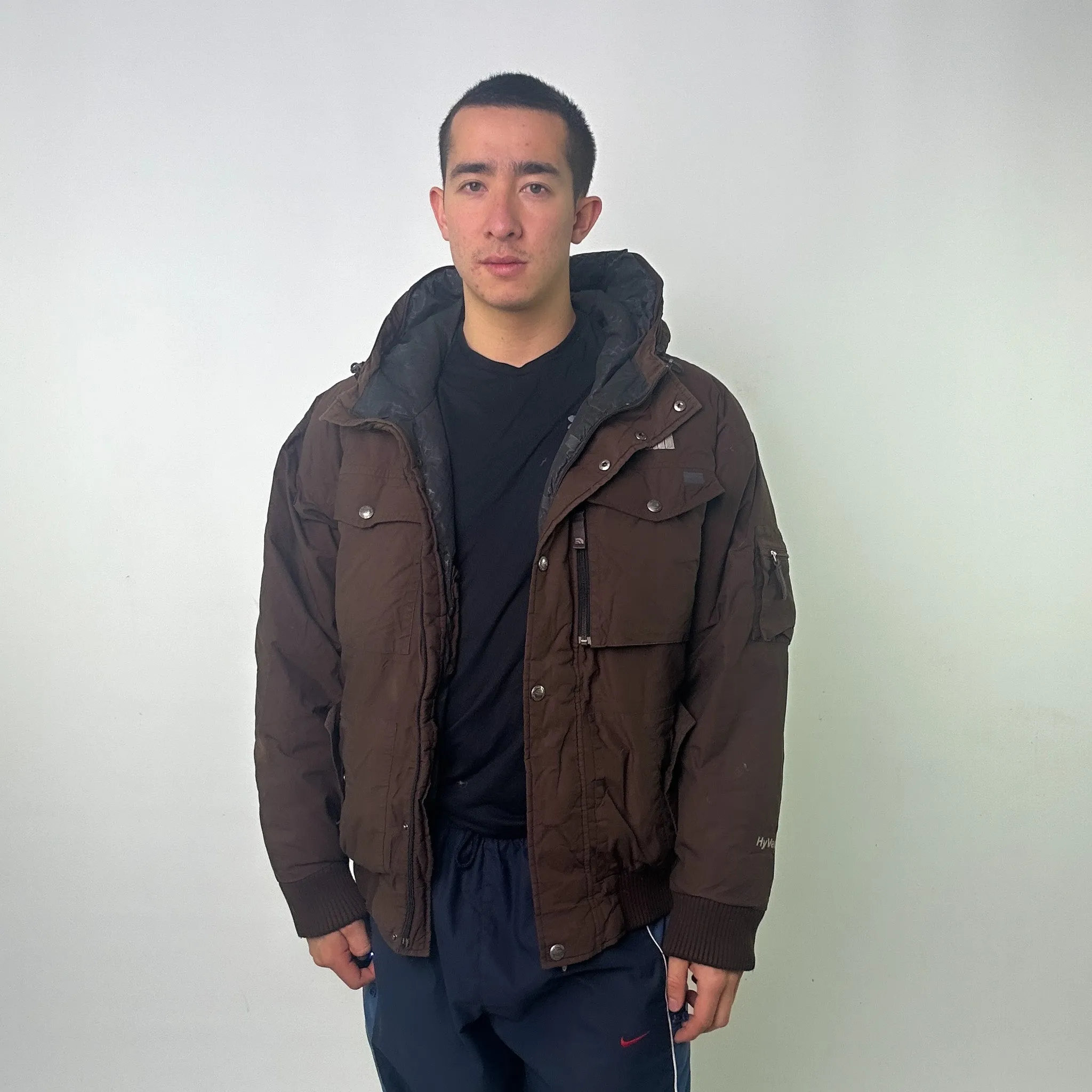 Brown 90s The North Face Hyvent Puffer Jacket Coat (L)